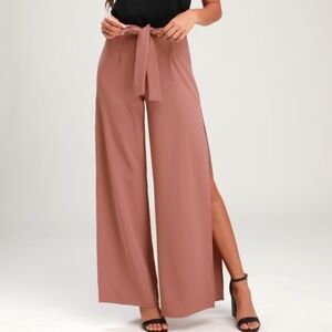 Lulus Going Places Mauve Wide-leg Pants Pink - Size S